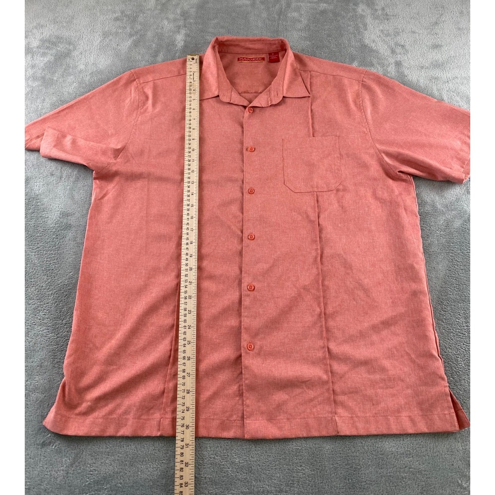 Havanera Co Mens XL‎ Coral Orange Short Sleeve Button Down Camp Shirt Guayabera - Picture 6 of 10